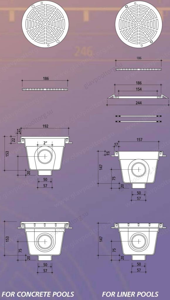 Донный слив Gemas 1 1/2" ВР решетка н/с (плитка) (04141T1SS)